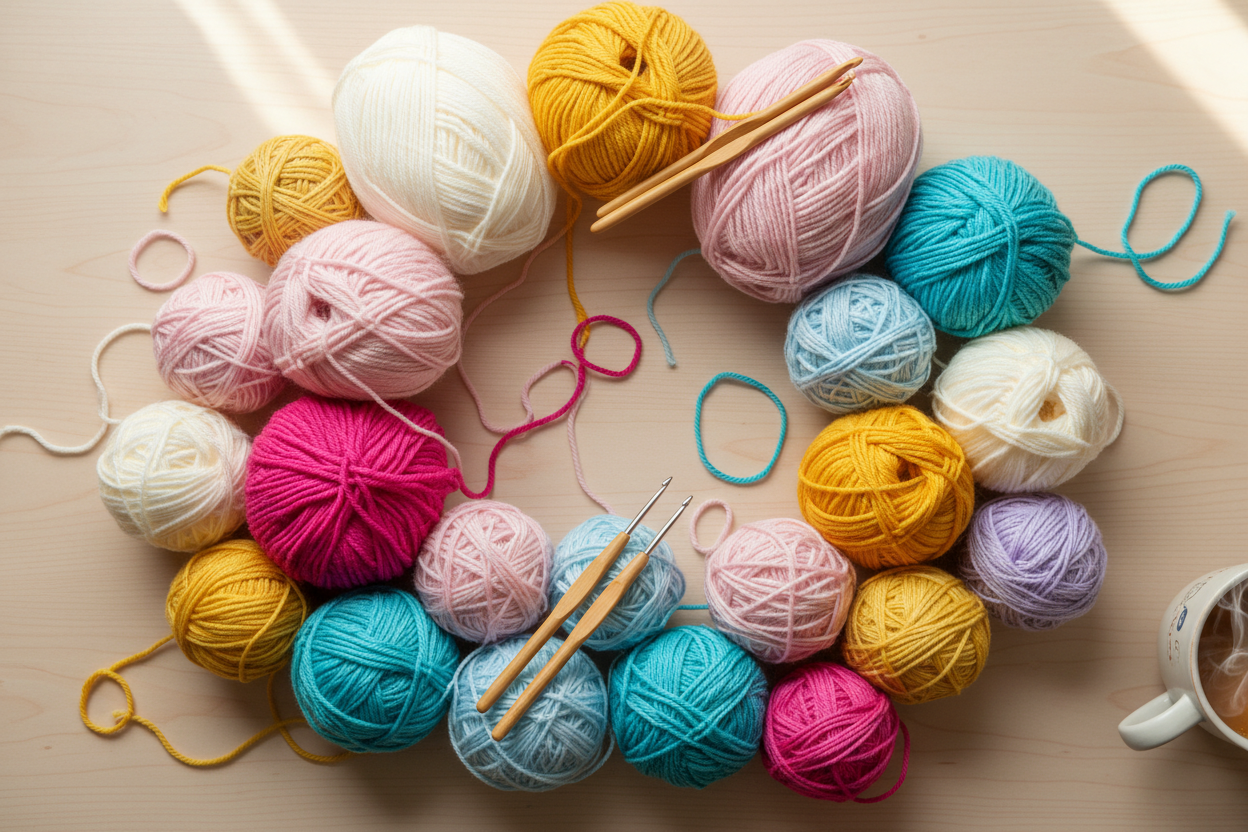 pelotes de laine et crochet