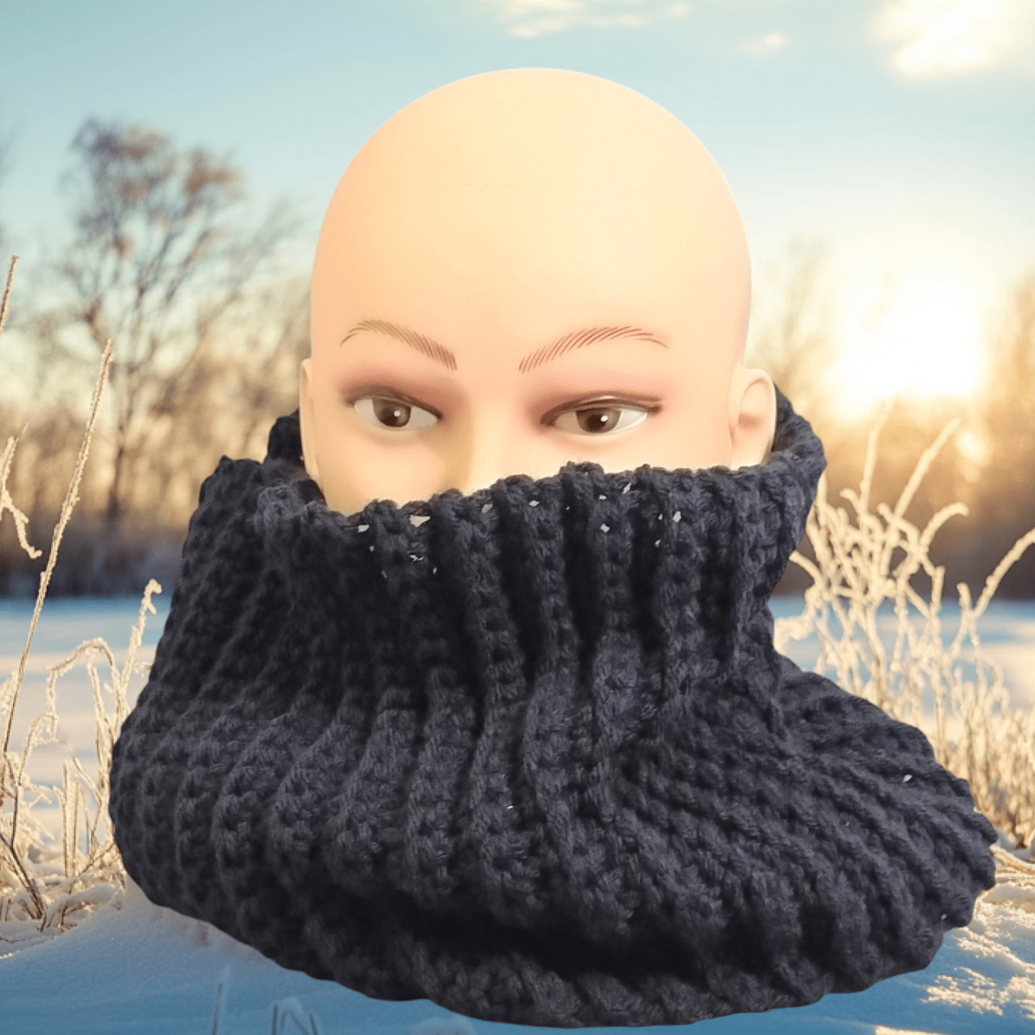 Snood long classique couleur bleu marine 